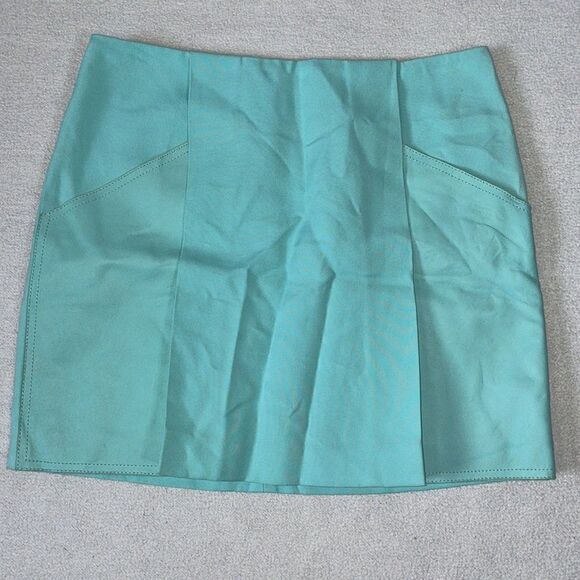 3•1 Phillip Lim Turquoise Skirt 100% Silk Lining 100% Leather Trim (Size: 4) - Picture 7 of 16